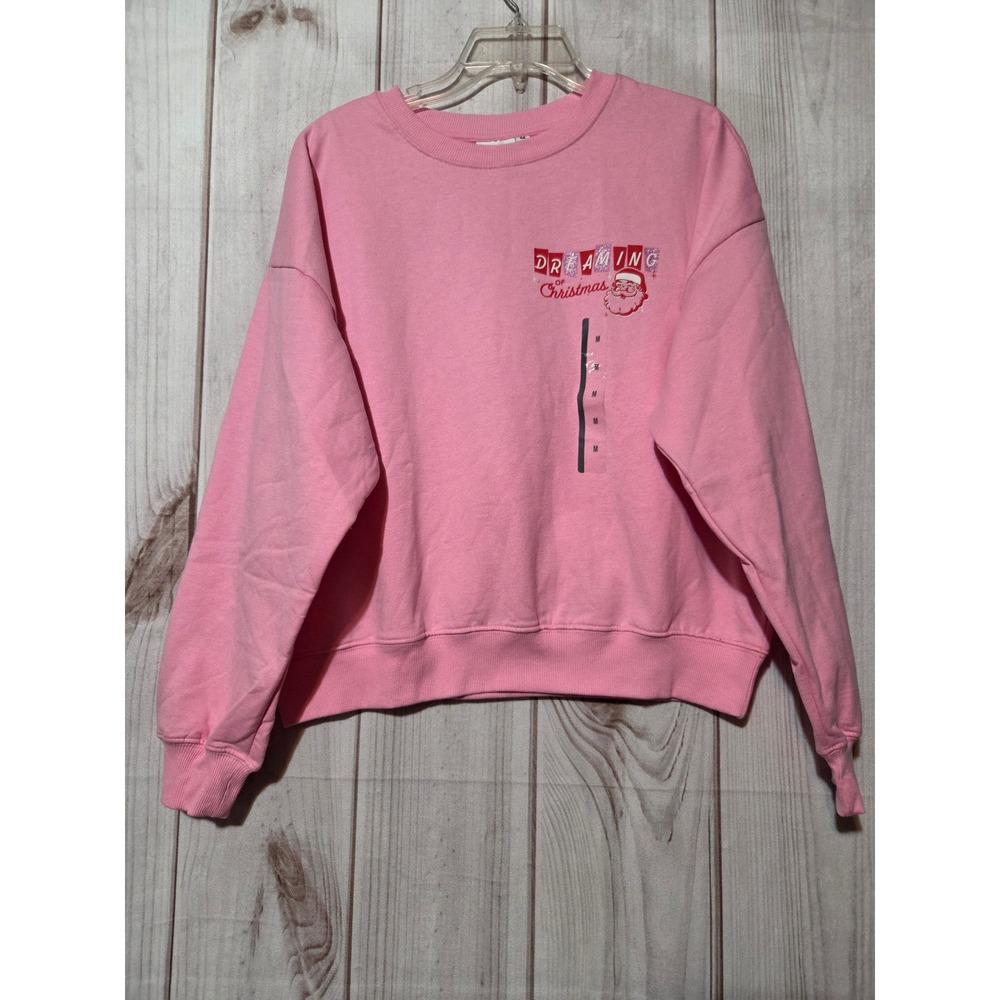 Skinnydip London Pink Dreaming of Christmas Santa Sweatshirt Womens Medium Retro
